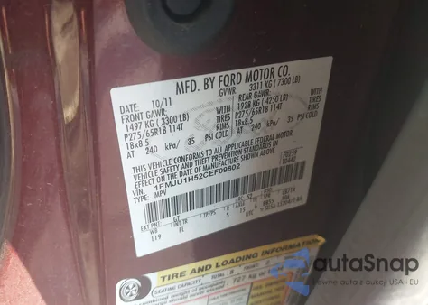 2012 Ford Expedition Xlt из США, поврежденный, VIN 1FMJU1H52CEF09802